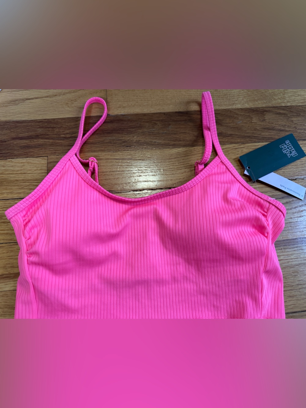Wild Fable (Target) Pink Ribbed Cropped Swim Top NWT size XS